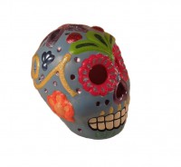 Calavera de ceramica grande con luz interior